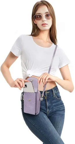 Vista 2 de KUKOO Pequeñas bolsas cruzadas para teléfono con ranuras para tarjetas, cartera para teléfono celular para viajes de compras