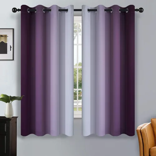 Vista 203 de SimpleHome Cortinas degradadas degradadas para oscurecer la habitación de 36 pulgadas de largo para dormitorio, con ojales y bloqueo de luz Negro