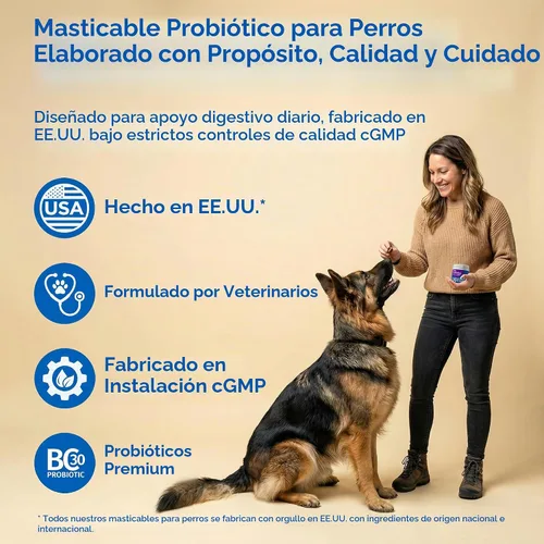 Vista 3 de Probióticos para perros para la salud intestinal, salud digestiva, estómago sensible, diarrea, inmunidad, piel/pelaje - probióticos prebióticos