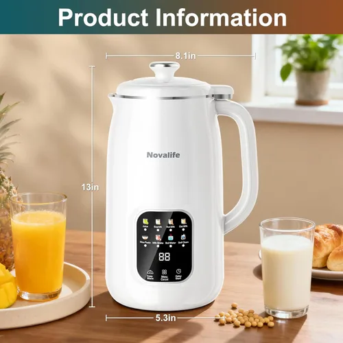 Vista 7 de 8 in 1 Nut Milk Maker Machine, 40oz Soy Milk Maker Blender, Homemade Soy Milk, Oat Milk, Almond Milk, Juice, Plant Based and Non Dairy Beverages