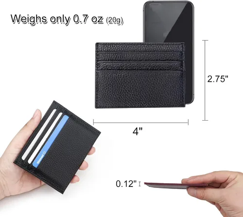 Vista 3 de Cartera Delgada para Tarjetas de Crédito Ultra Delgada Cartera Larga para Tarjetas Bolsillos con Cremallera Estuche para ID Cartera Pequeña Compacta