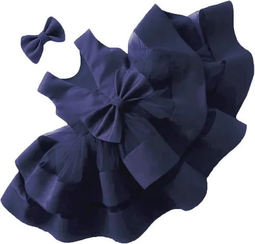 Vista 8 de 3M-6T Vestido de Concurso con Volantes de Encaje sin Espalda para Bebé Niña Vestido Tutú para Niña Pequeña Vestidos de Fiesta de Tul con Flores