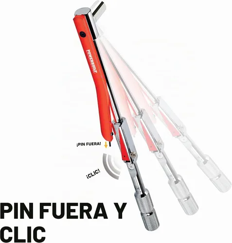Vista 2 de Powerbuilt Llave dinamométrica de transmisión de 1/2 pulgada con viga deflectora, rango de torque exacto de 20 a 220 libras-pie, medición precisa