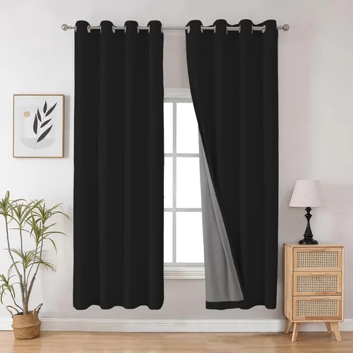 Vista 12 de Joydeco - Juego de 2 paneles de cortinas opacas de 63 pulgadas, 2 cortinas largas con aislamiento térmico burg, cortinas de oscurecimiento