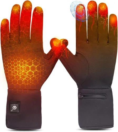 Vista 9 de Guantes térmicos para hombres y mujeres, guantes eléctricos finos y flexibles recargables con batería de larga duración para escribir