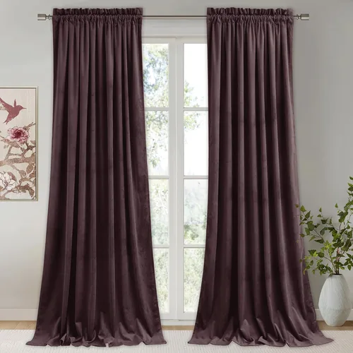 Vista 44 de StangH Cortinas de terciopelo rojo de 42 x 84 pulgadas de lujo, con aislamiento térmico, divisores de habitación, decoración navideña del hogar