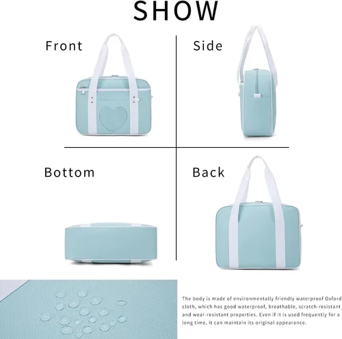 Vista 3 de Bolso japonés con ventana en forma de corazón versátil como bolso de hombro para computadora portátil