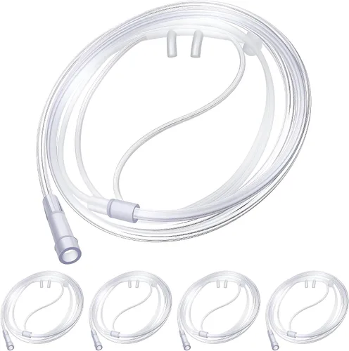 Vista 8 de Paquete de 5 cánulas nasales de oxígeno para adultos de 4 pies, tubo de oxígeno suave para adultos, tubo nasal de cánula con pieza nasal curvada