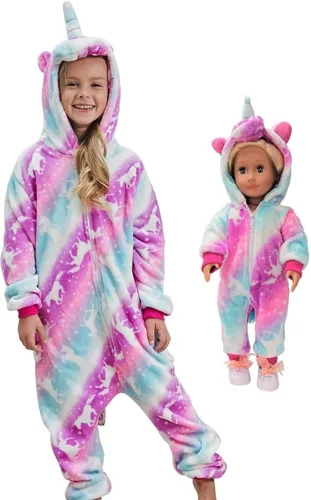Vista 27 de Disfraz de unicornio con capucha para niñas, disfraz de una pieza para Halloween