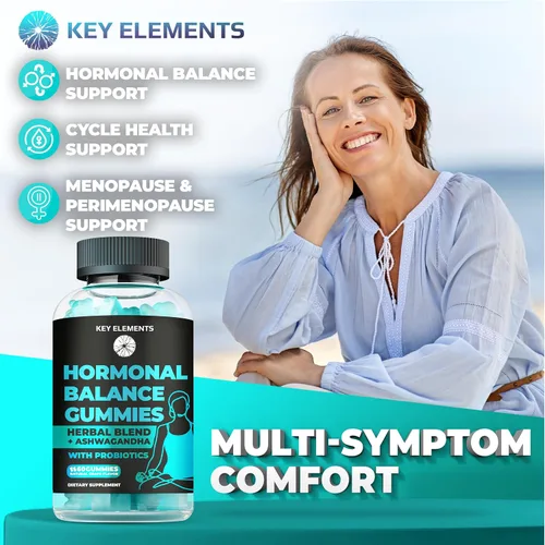Vista 5 de Gomitas PMS Suplementos de equilibrio hormonal para mujeres, probióticos para el síndrome premenstrual, alivio de calambres menstruales, sofocos