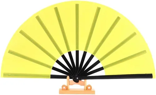 Vista 31 de Huralona Paquete de 5 abanicos plegables grandes de tela para fanáticos de rave, fanáticos chinos de Kung Fu Tai Chi para festivales y danzas