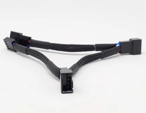 Vista 5 de Micro Connectors Cable divisor de ventilador PWM con manguito de 1 a 3, color negro, paquete de 2 (PWM-103BK-2P)