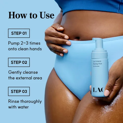 Vista 8 de LACTOMEDI Jabón espumoso femenino Limpiador de espuma suave para higiene íntima Fórmula equilibrada con pH para pieles sensibles Tratamiento
