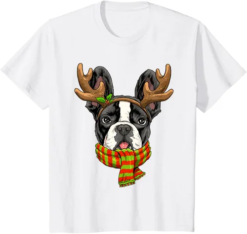 Vista 25 de Camiseta de Navidad para perro Bulldog Francés, Negro, S