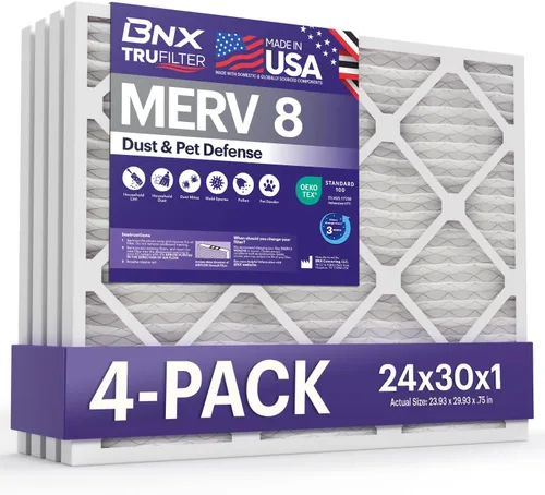 Vista 50 de BNX TruFilter - Filtro de aire MERV 8 de 10 x 10 x 1 pulgadas (paquete de 6) – Fabricado en Estados Unidos – Defensa contra polvo y mascotas
