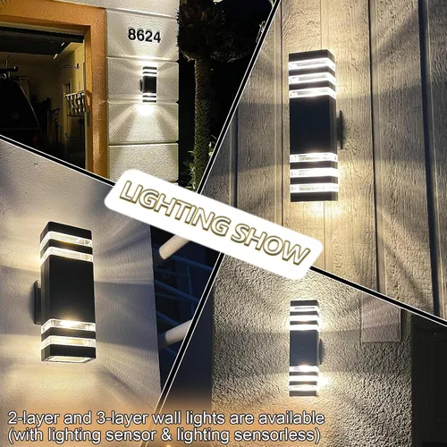 Vista 4 de Tewei 1 paquete de luces LED cuadradas hacia arriba y hacia abajo, luz de montaje en pared para exteriores, 14 W, IP65, 3000 K, 1100 LM, blanco