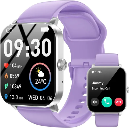 Vista 5 de Reloj inteligente para hombres y mujeres, pantalla táctil HD de 1.85 pulgadas, llamadas/notificaciones Bluetooth, reloj de fitness con monitor
