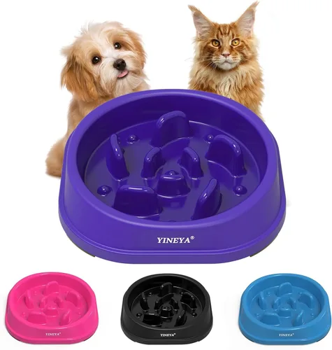 Vista 17 de YINEYA 2 cuencos de alimentación lenta antiasfixia para perros de tamaño pequeño, cuenco de alimentación lenta para gatos, suministros