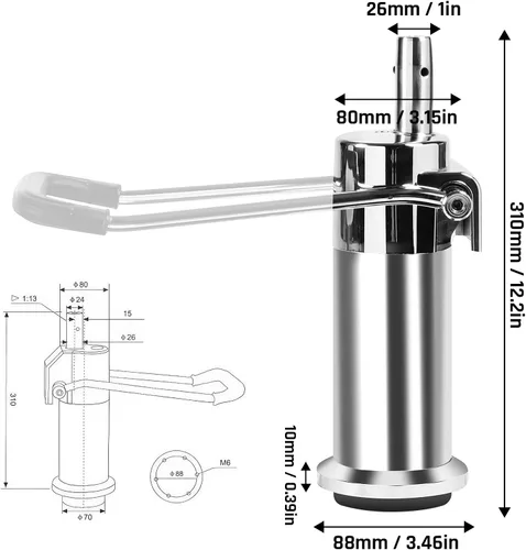 Vista 8 de Bomba hidráulica de repuesto para silla de peluquería, para bar, salón de belleza, peluquería, altura ajustable, capacidad de peso de 440