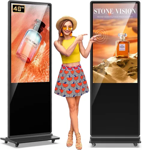 Vista 36 de MWE 32 pulgadas piso interior de pie señalización digital, sistema CMS, quiosco de exhibición de publicidad, pantalla LCD tótem comercial póster