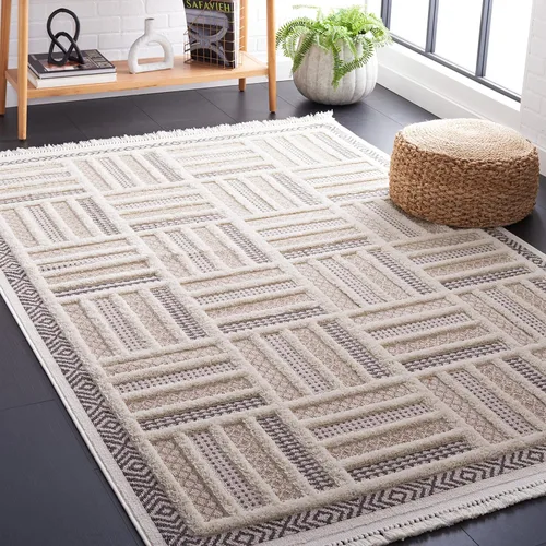Vista 9 de SAFAVIEH Urban Collection URB212B - Alfombra para pasillo, 2 pies 2 pulgadas x 8 pies, beige y marfil, diseño moderno de flecos con borlas