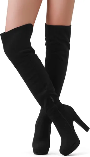 Vista 5 de Dream Pairs - Botas elásticas por encima de la rodilla para mujer con tacón grueso y plataforma