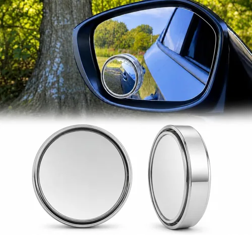 Vista 11 de Espejo retrovisor convexo redondo de vidrio HD de 2 pulgadas con marco, espejo de punto ciego para automóvil, gran angular de 360 grados con parte