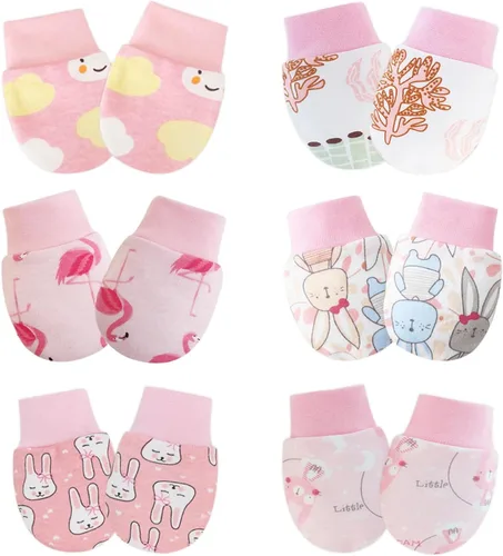 Vista 9 de Manoplas de bebé antiarañazos, guantes suaves para niños y niñas de 0 a 6 meses