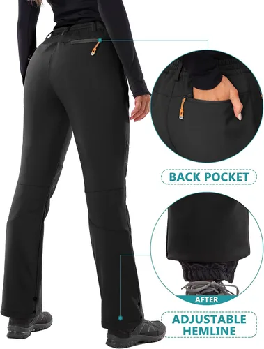 Vista 3 de IUGA Pantalones de nieve para mujer, impermeables, aislados, softshell, con forro polar, para snowboard, 4 bolsillos