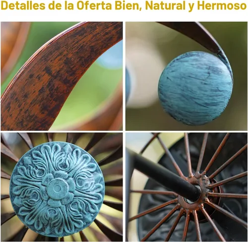 Vista 3 de LimeHill Molinillos de viento grandes de metal para exteriores para patio y jardín, esculturas de viento cinéticas y molinillos con estaca