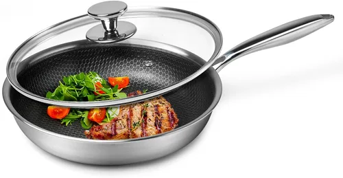 Vista 10 de Innerwell - Sartén de acero inoxidable de 8 pulgadas con revestimiento de nido de abeja antiadherente, sartén para huevos y tortillas, cocina