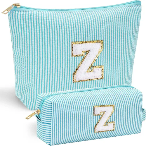 Vista 173 de YOOLIFE Regalos del Día de la Madre para Mujeres, Bolsa de Maquillaje con Iniciales, Bolsa de Maquillaje para Viaje, Bolsa de Maquillaje Negro