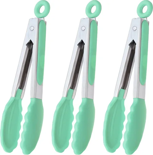 Vista 14 de HINMAY Mini pinzas con puntas de silicona pinzas de cocina de 7 pulgadas, juego de 3 (negro)