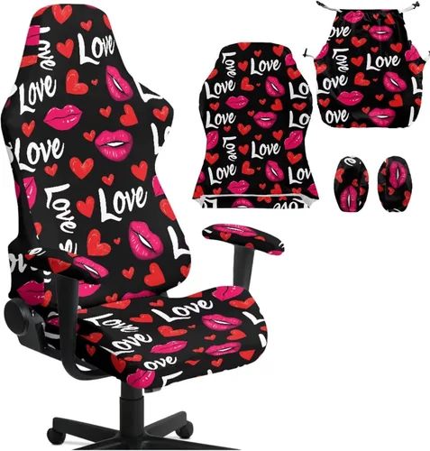Vista 19 de Heart Gaming Chair Cover for Desk Chair Stretchy Armrest Covers Washable Ergonomic Office Seat Cover Dustproof Gaming Chairs Easy to Fit Home Office