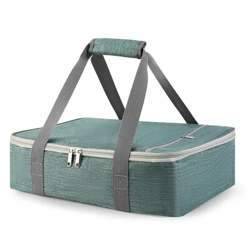 Vista 9 de Bodaon Bolsa aislante para cazuela, se adapta a platos de horno de 9 x 13 y 11 x 15 pulgadas con tapa, portadores de cazuela para alimentos Negro