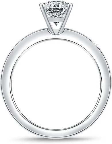 Vista 3 de RINGJEWEL Anillo de compromiso chapado en plata de moissanita blanca de corte ovalado para mujer