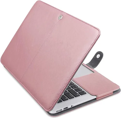 Vista 9 de Mosiso Funda para Laptop estilo libro de cuero sintético para MacBook Air de 13 pulgadas, Negro