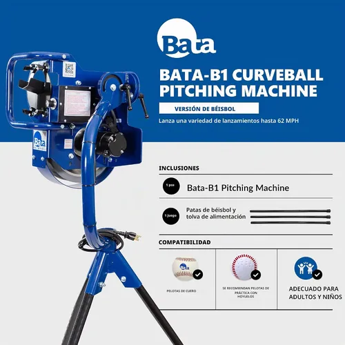 Vista 2 de BATA Baseball Wheel Pitching Machine, Youth and Adult Automatic Pitch Machine for Baseballs, Practice Training Equipment