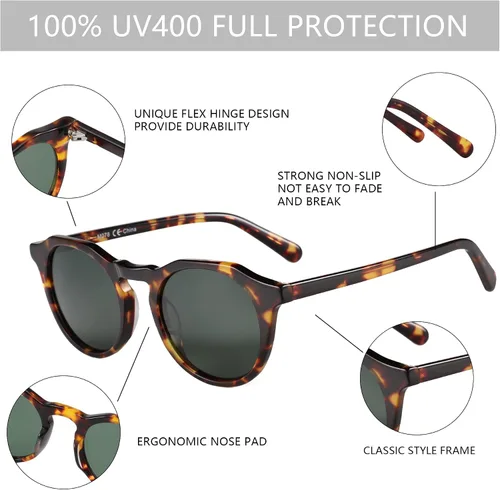 Vista 4 de ZENOTTIC Gafas de sol polarizadas redondas vintage para hombres y mujeres con protección UV400