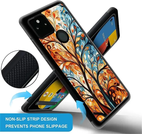 Vista 1064 de Compatible con Google Pixel 4A 5G Mobile Case Creative Acrylic Panel trasero Silicona Protección Grip especialmente diseñado para Google Pixel 4A 5G