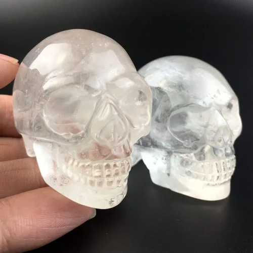 Vista 13 de Figura de calavera de piedras preciosas mixtas tallada a mano de 2 pulgadas para decoración del hogar (Amazonita)