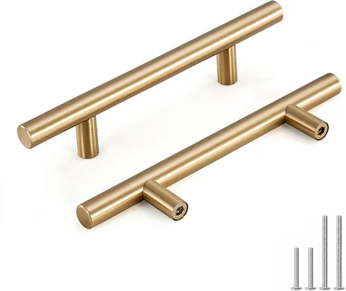Vista 11 de Goldenwarm Paquete de 5 tiradores para gabinete color bronce champán, tiradores para cajones de bronce de 2-1/2 pulgadas (64mm), manijas