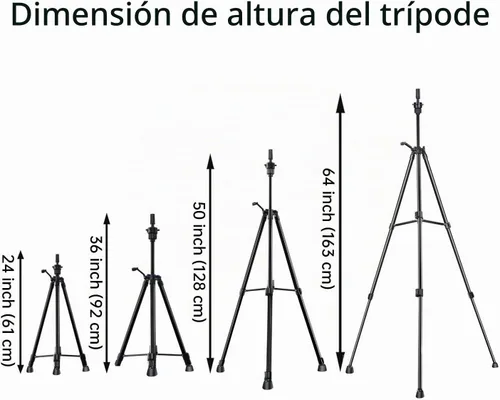 Vista 5 de DANSEE Trípode para peluca, soporte de cabeza de maniquí de metal ajustable (24 - 64 pulgadas)