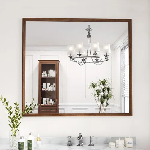 Vista 100 de WEER - Espejo de baño con luces LED, 50x70cm, espejo de tocador montado en la pared, 3 colores regulables, almohadilla antiempañante retroiluminada