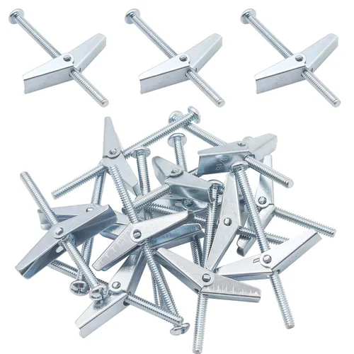 Vista 10 de HELIFOUNER 10 anclajes de palanca de 1/4 de pulgada para paneles de yeso, pernos de anclaje, anclajes para paneles de yeso, tornillos con anclajes