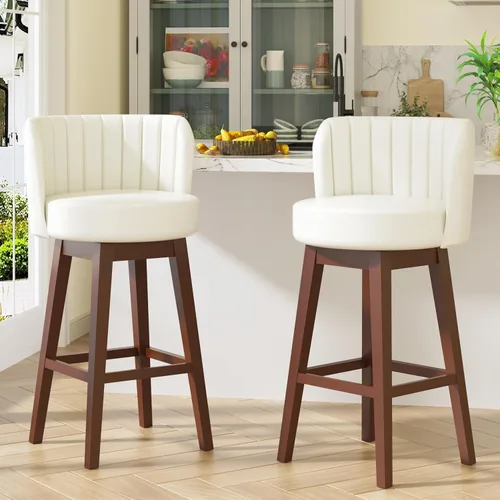 Vista 21 de COCO DESIGN - Juego de 2 taburetes de bar giratorios, 24" de altura del asiento, taburetes de bar de estilo moderno de mediados de siglo