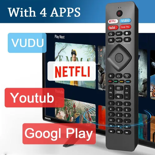 Vista 5 de Paquete de 2: repuesto para control remoto Philips Smart TV, compatible con televisores inteligentes Android Philips-4K UHD