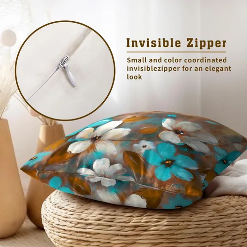 Vista 228 de Giwawa Juego de 2 fundas de almohada decorativas con diseño floral de girasol de 16 x 16 pulgadas, fundas de cojín decorativas para el hogar, sofá