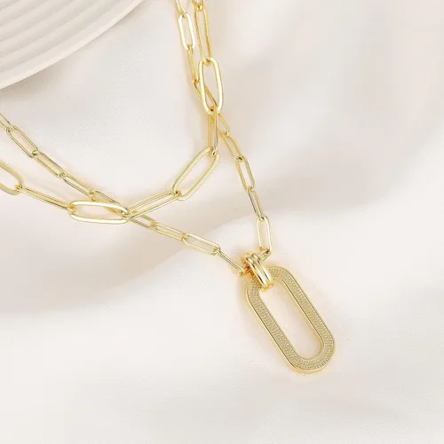 Vista 5 de Collar de cadena de capas con clip delicado chapado en oro de 18 quilates gargantilla en capas para mujer collar simple ajustable con clip de papel
