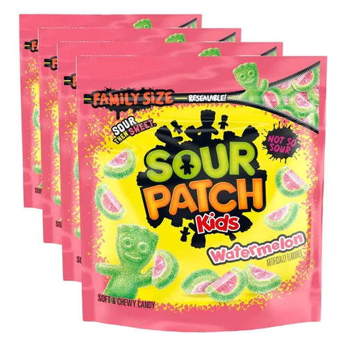 Vista 19 de SOUR PATCH KIDS Caramelo suave y masticable de sandía, tamaño familiar, caramelo a granel, 1.8 libras